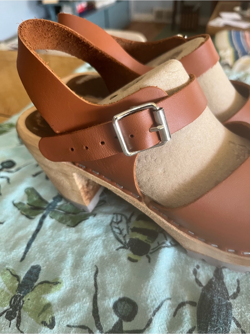 MIA Made In Europe ABBA Mary Jane Tan Leather Mary Jane Clog with Buckle Strap - Picture 10 of 11
